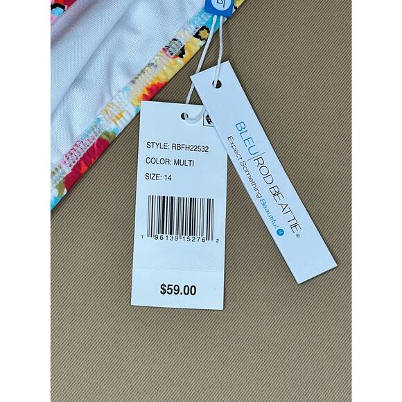 Bleu Rod Beattie Flower Hour Sarong Hipster Bikini Bottom 14 Multi NWT - Picture 5 of 5